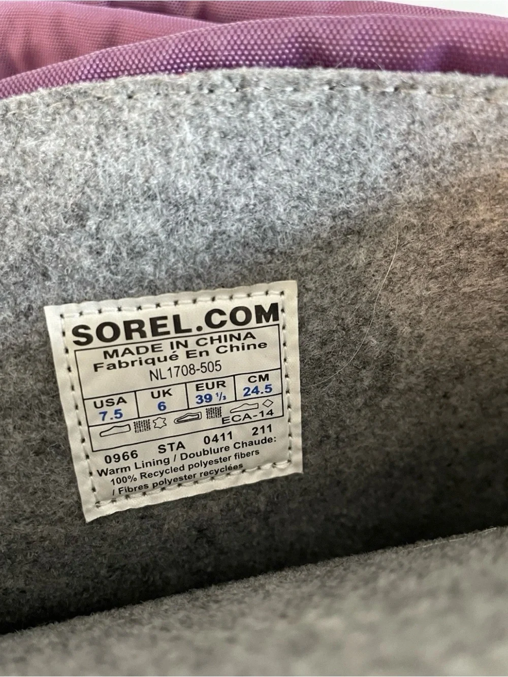 Sorel Purple Waterproof Winter Boots Size 7.5
